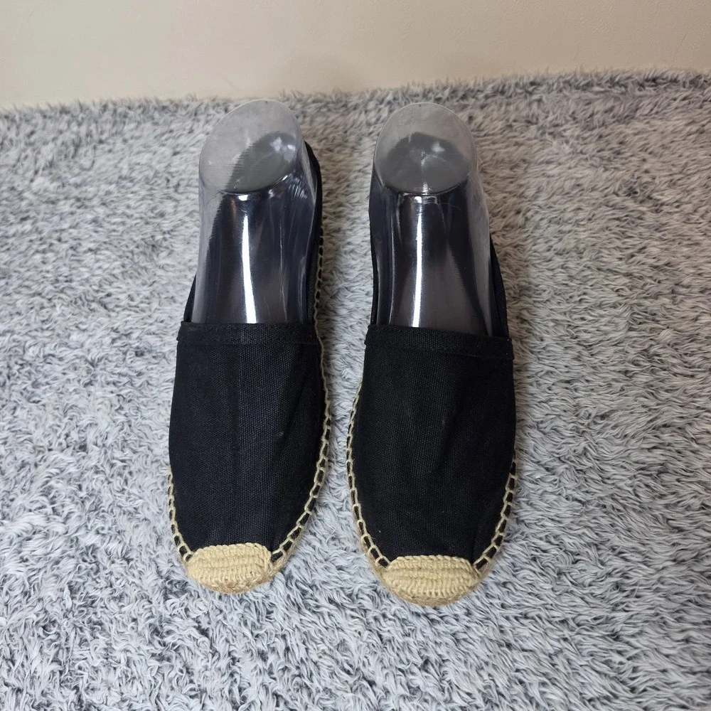 Cousu Main Espadrille Shoes Black Flats Women's Size EU 38